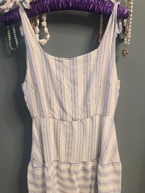 Altar'd State White and Light Blue Striped Camisole Dress